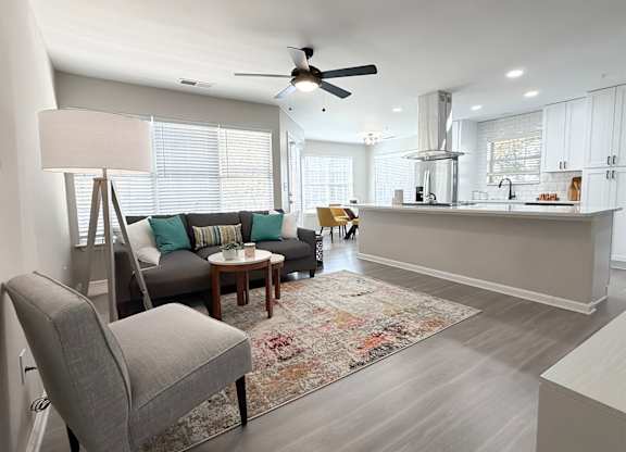 Legacy units feature quartz countertops, matte black finishes and stainless steel appliances