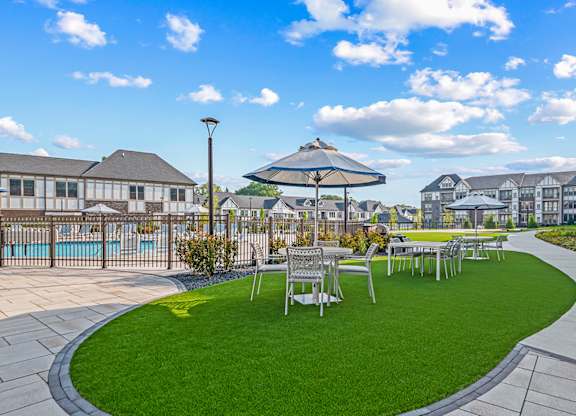 Outdoor lounge area poolside