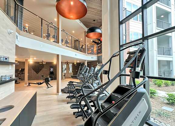 Bi-level fitness studio with Matrix equipment