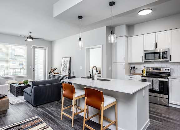 Kitchen and living room in model