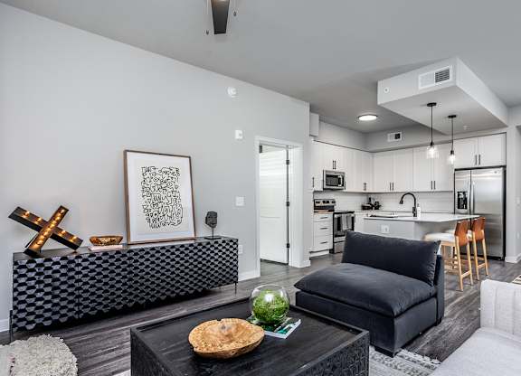 Spacious living room in model