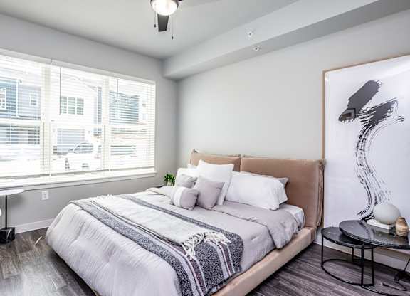 Spacious suites with hardwood-inspired flooring, 9-foot ceilings and designer light fixtures