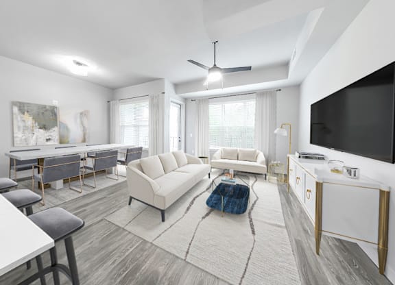 3-bedroom townhome with overhead lighting and ceiling fan