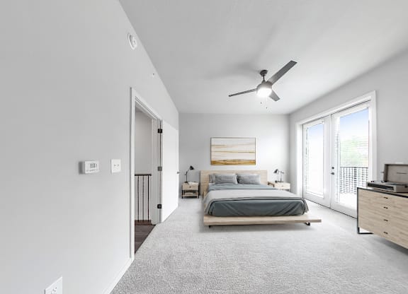 3-bedroom townhome main bedroom with walk-out balcony
