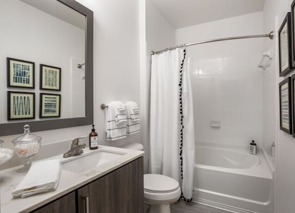 Bathrooms with dual vanities and garden soaking tubs