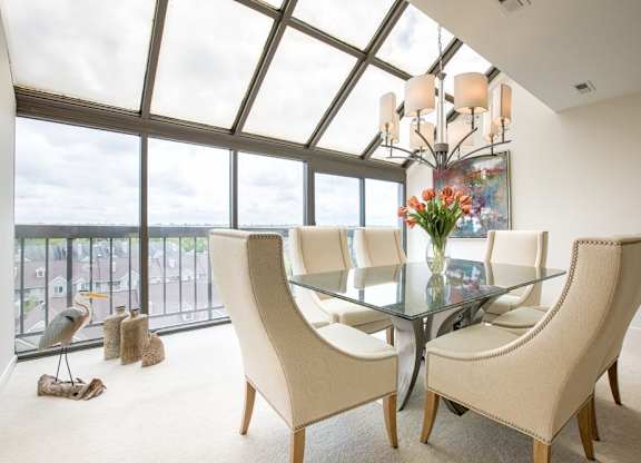 Dining Room with ceiling to floor windows