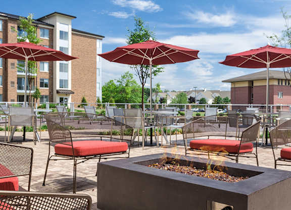 Outdoor fire pit and picnic tables