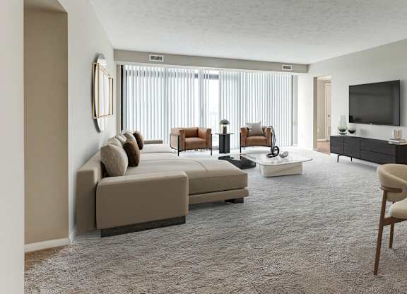 Living room and dining room