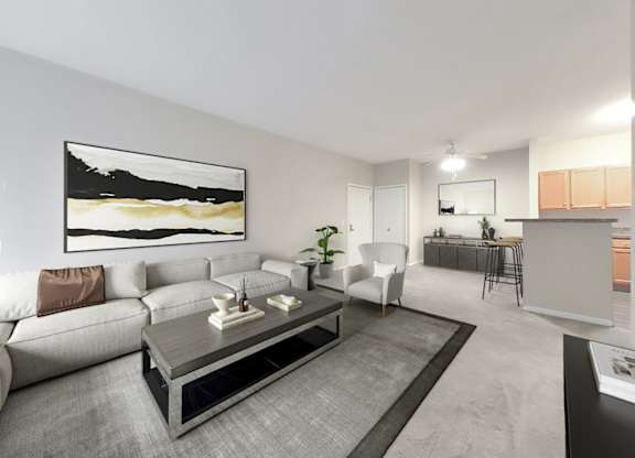 Living room and dining room
