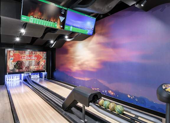 Mini bowling in the gaming lounge
