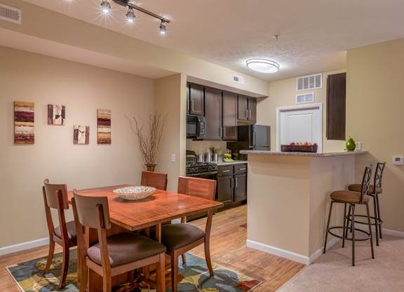 Fully-equipped kitchens with sleek black appliance package