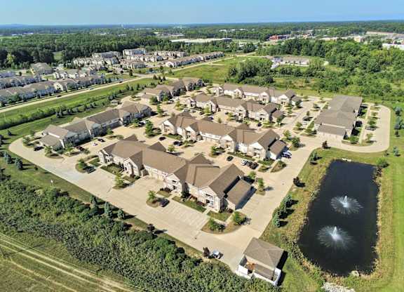 Aerial view of scenic Village at Cobblestone Court