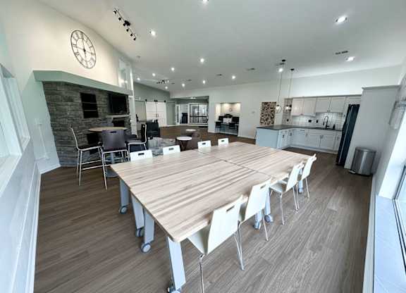 Clubhouse with rearrangeable tables and seating