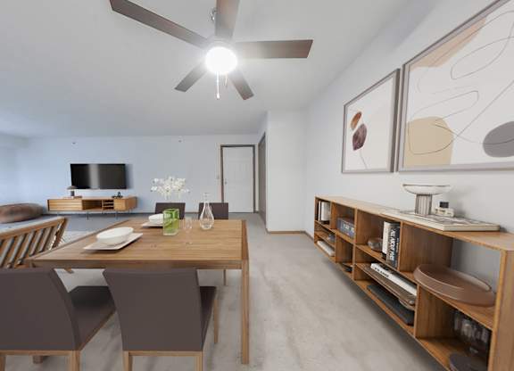 Dining rooms with overhead lighting