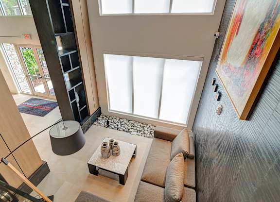 Impressive multi-story clubhouse with a lot of natural light