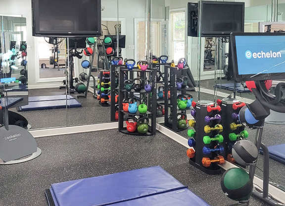 Fitness Studio with Echelon Reflect Mirror & Connect Bike