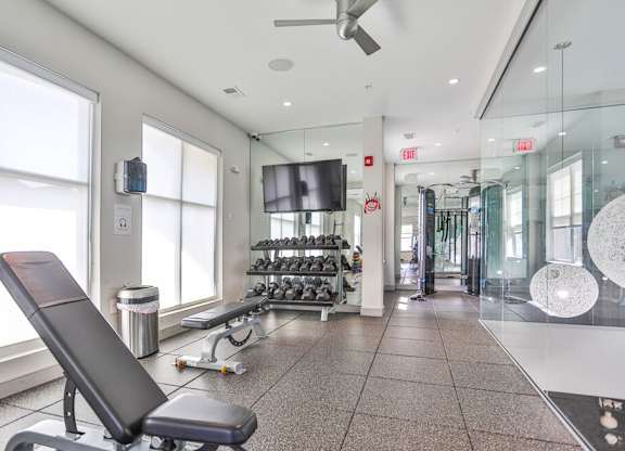 Fitness center with free weights