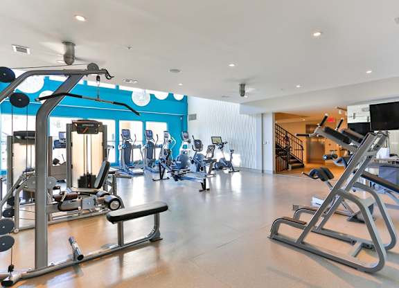 Weight machines in fitness center