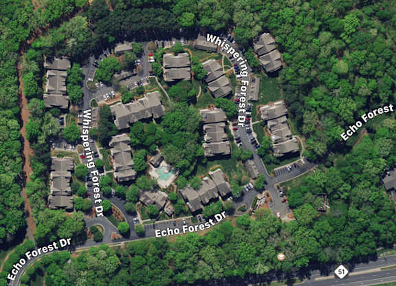 Aerial view of Legacy Arboretum Apartments