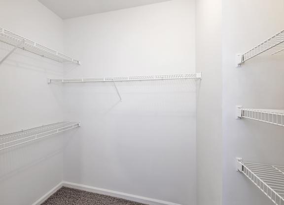 Large walk-in closets with shelving