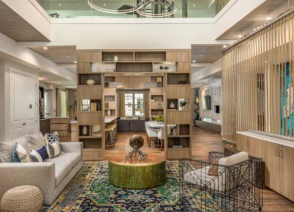 Multi-story clubhouse with lounge area