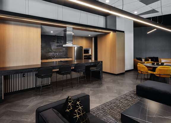 Modern Living Room at Lynk De la Savane Apartments, Québec, H4P 0E2