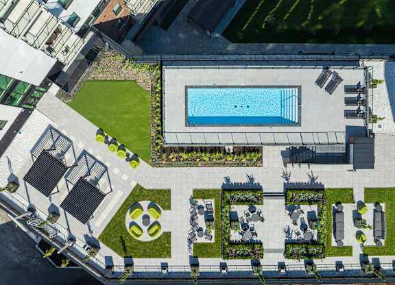 Aerial View Of Pool at Lynk De la Savane Apartments, Montreal