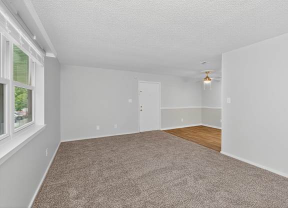 A room with white walls and a carpeted floor at Sawbranch Apartments, Summerville 29485