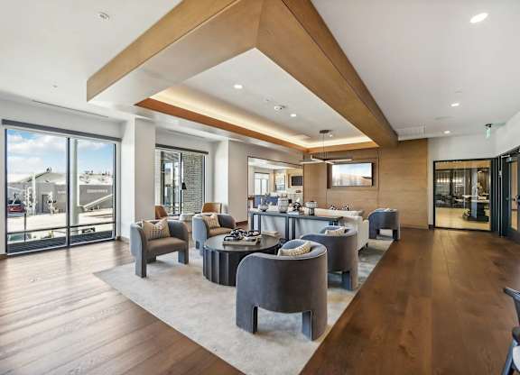 Beautiful living room with natural light at Bayview Apartments, Emeryville, California