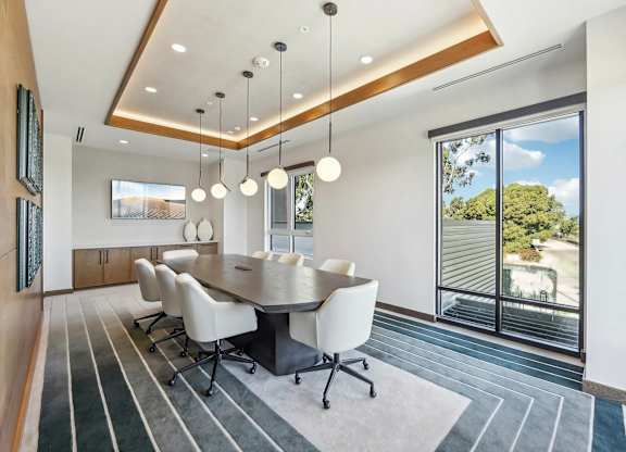 Conference room with TV at Bayview Apartments, Emeryville, 94608