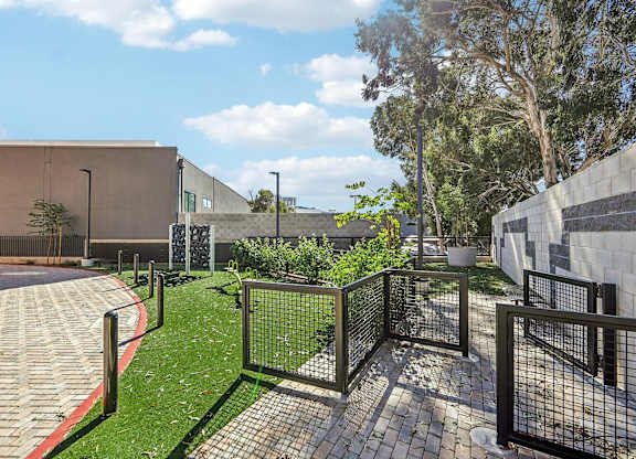Small park in the corner at Bayview Apartments, Emeryville, California