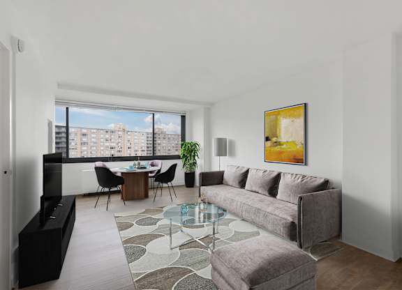 Spacious living room at The Graham at Southern Towers, Alexandria, Virginia