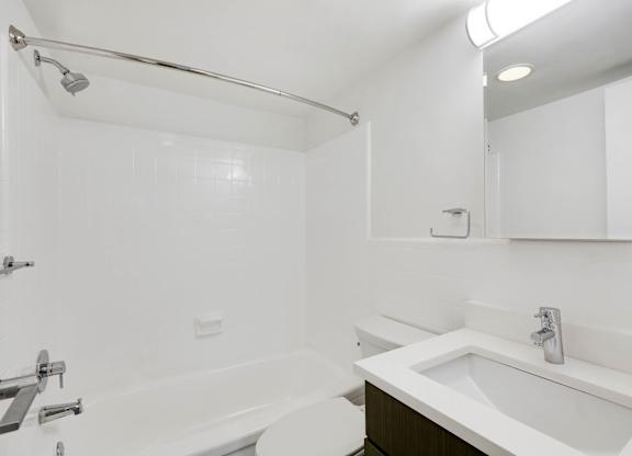 Bathroom with sink at The Graham at Southern Towers, Alexandria, Virginia, 22311