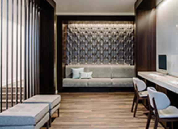 Common room with desk at The Graham at Southern Towers, Alexandria, VA, 22311