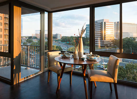 Dining table with chairs at The Graham at Southern Towers, Virginia, 22311
