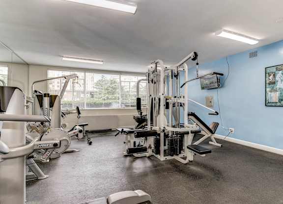 Weightlifting equipments at Monticello at Southern Towers, Alexandria, VA, 22311