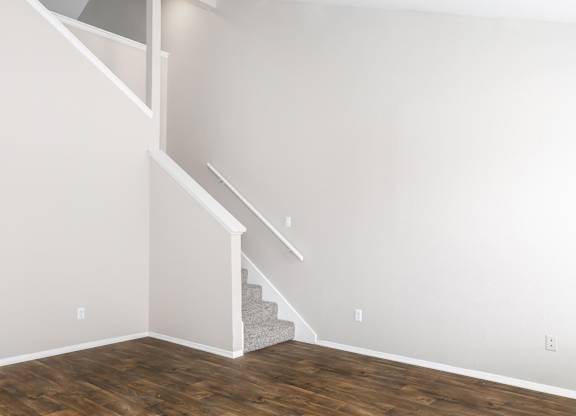Carpeted staircase in open layout interior at Park at LeBlanc Apartments, Fort Worth, TX 76132
