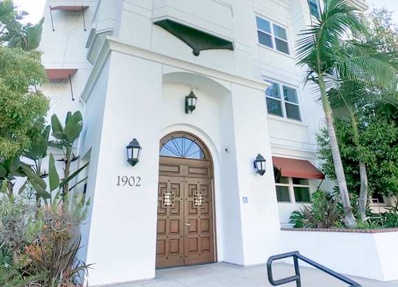 Front door of the property building at Parkview Living Apartments, Los Angeles, CA