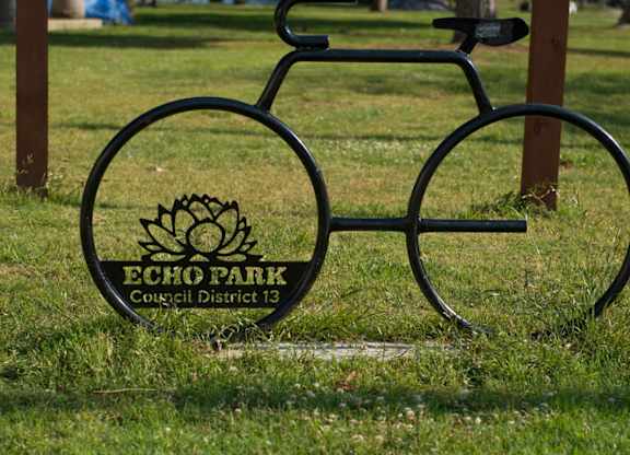 Metal bike frame at Parkview Living Apartments, Los Angeles, CA, 90026