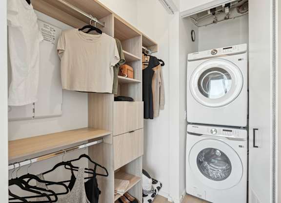 Laundry room at Velaris Living Apartments, Denver, CO
