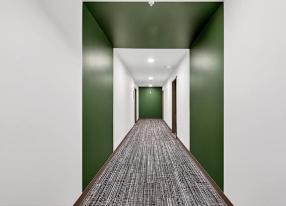 Long Hallway at Victory Northgate Apartments, Washington