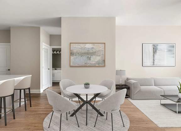 A dining table with chairs.