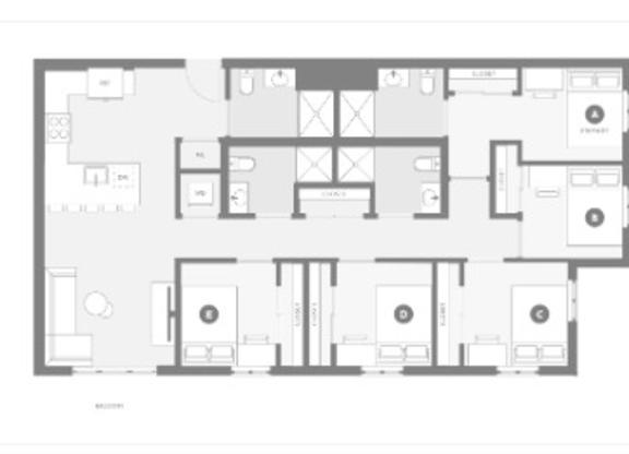 A black and white floor plan of an apartment.