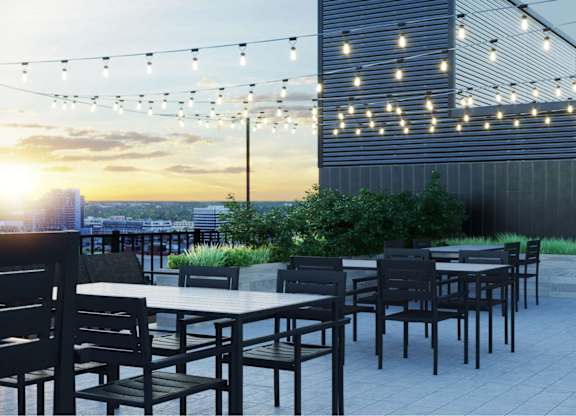 Rooftop Patio at Ophelia on Queen Apartments, Kitchener