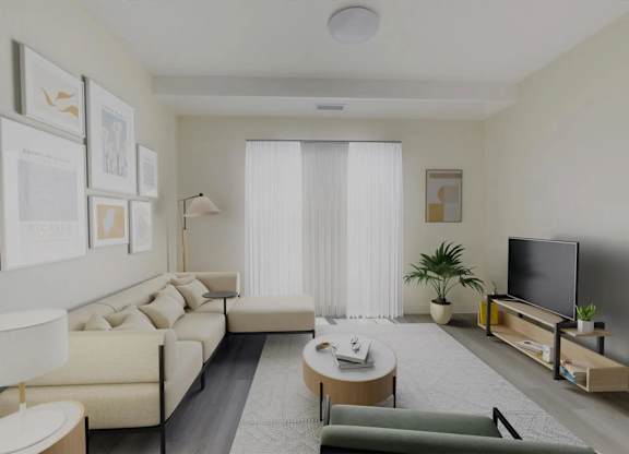Living Room With TV at Sylk Towers, Kitchener Ontario