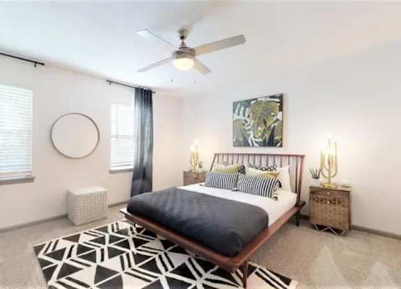 Bedroom With Ceiling Fan at Cumberland Pointe, Smyrna, GA, 30080