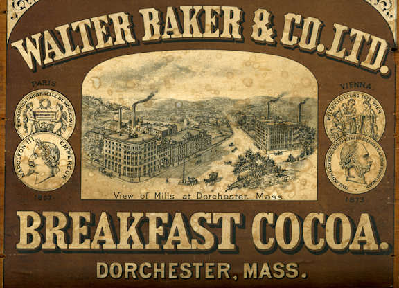 An old advertisement for Walter Baker & Co. Ltd. breakfast cocoa.