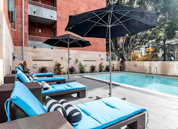 Pool With Lounge Chairs at Catania, Pasadena California