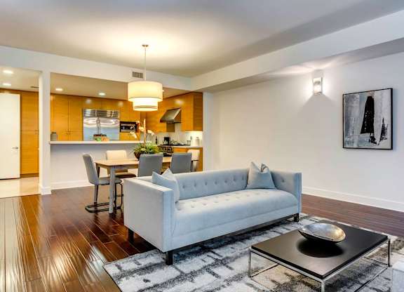 Living Area With Kitchen View at Catania, Pasadena, CA