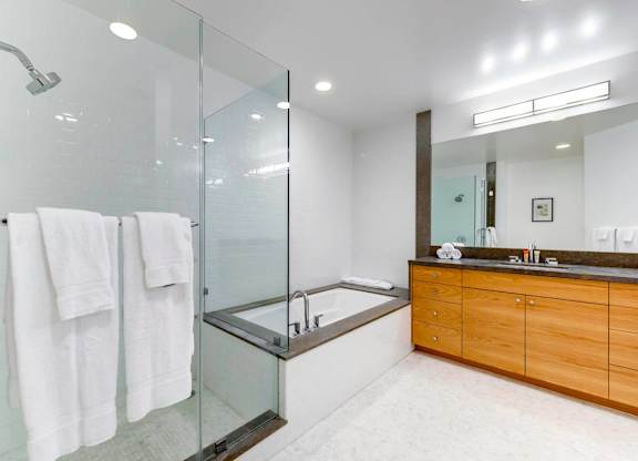 A modern bathroom at Catania, Pasadena, 91105